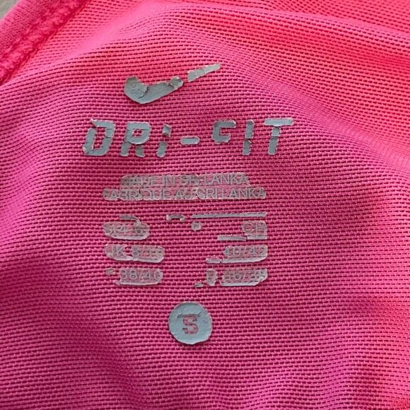 Nike DRI-Fit Graphic Print Racerback Active Tank Top Pink Yellow Knit Athletic S - Picture 6 of 6
